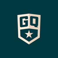 Initial GQ logo star shield symbol with simple design vector