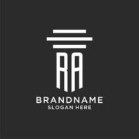 RA initials with simple pillar logo design, creative legal firm logo vector