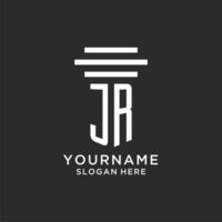 JR initials with simple pillar logo design, creative legal firm logo vector