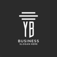 YB initials with simple pillar logo design, creative legal firm logo vector