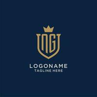 NG initial shield crown logo vector