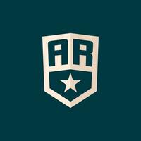 Initial AR logo star shield symbol with simple design vector