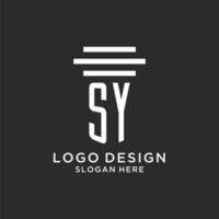 SY initials with simple pillar logo design, creative legal firm logo vector