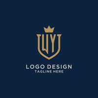WY initial shield crown logo vector