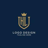 HL initial shield crown logo vector
