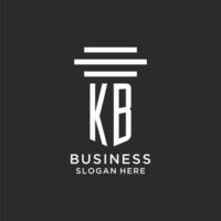 KB initials with simple pillar logo design, creative legal firm logo vector