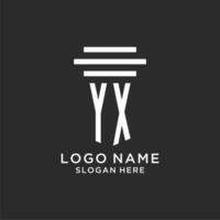 YX initials with simple pillar logo design, creative legal firm logo vector