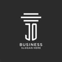 JO initials with simple pillar logo design, creative legal firm logo vector