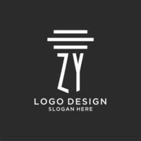 ZY initials with simple pillar logo design, creative legal firm logo vector