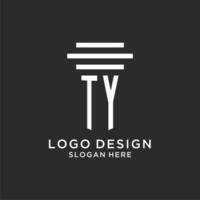 TY initials with simple pillar logo design, creative legal firm logo vector