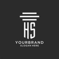 HS initials with simple pillar logo design, creative legal firm logo vector
