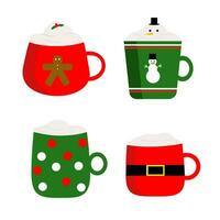 cute christmas cups vector