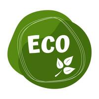 eco, bio, plantilla de pegatinas de comida vegana, logotipo con hojas para productos orgánicos y ecológicos. pegatinas ecológicas para etiquetar paquetes, alimentos, cosméticos. estilo dibujado a mano. vector