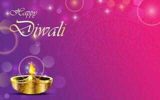 happy diwali purple gradient with flare vector illustration background text copy space area