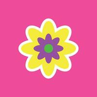 funny groovy playful flower in Y2K style. Hippie trendy flower card vector