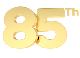 3d rendere contento anniversario oro numero 85 png