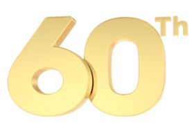 3d rendere contento anniversario oro numero 60 png