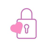 Padlock love icon duotone purple pink style valentine illustration symbol perfect. vector