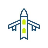 Airplane icon duotone green blue colour military symbol perfect. vector