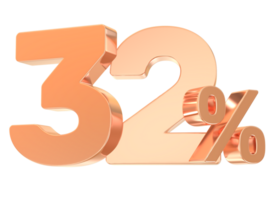 Gold Percent Number 32 png