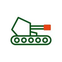 tanque icono duotono verde naranja color militar símbolo Perfecto. vector