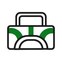 Backpack icon duotone green black colour sport symbol illustration. vector