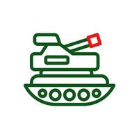 tanque icono duocolor verde rojo color militar símbolo Perfecto. vector