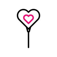 Balloon love Icon duocolor black pink style valentine illustration symbol perfect. vector