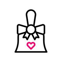 Bell love Icon duocolor black pink style valentine illustration symbol perfect. vector