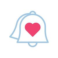 Bell love Icon duotone blue pink style valentine illustration symbol perfect. vector