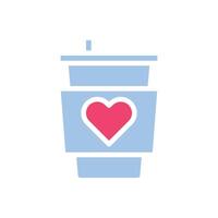 Cup love icon solid blue pink style valentine illustration symbol perfect. vector