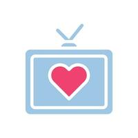 Tv love icon solid blue pink style valentine illustration symbol perfect. vector