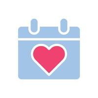 Calendar Love icon solid blue pink style valentine illustration symbol perfect. vector