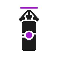puñetazos bolso icono sólido púrpura negro deporte símbolo ilustración. vector
