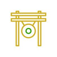 gong icono duocolor verde amarillo color chino nuevo año símbolo Perfecto. vector