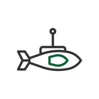 submarino icono duocolor gris verde color militar símbolo Perfecto. vector