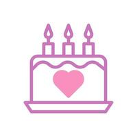 Cake love icon duotone purple pink style valentine illustration symbol perfect. vector