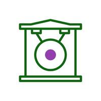 gong icono duotono verde púrpura color chino nuevo año símbolo Perfecto. vector