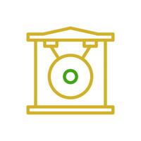 gong icono duocolor verde amarillo color chino nuevo año símbolo Perfecto. vector