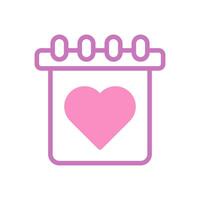 calendario amor icono duotono púrpura rosado estilo enamorado ilustración símbolo Perfecto. vector