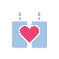 Candle love icon solid blue pink style valentine illustration symbol perfect. vector