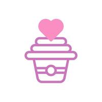 Cake love icon duotone purple pink style valentine illustration symbol perfect. vector