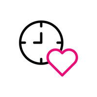 reloj inteligente amor icono duocolor negro rosado estilo enamorado ilustración símbolo Perfecto. vector