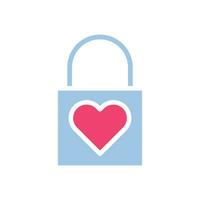 Padlock love icon solid blue pink style valentine illustration symbol perfect. vector
