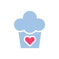 Cake love icon solid blue pink style valentine illustration symbol perfect. vector