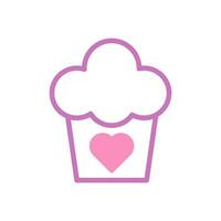 Cake love icon duotone purple pink style valentine illustration symbol perfect. vector