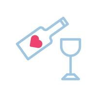 Wine love Icon duotone blue pink style valentine illustration symbol perfect. vector