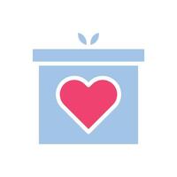 Gift love icon solid blue pink style valentine illustration symbol perfect. vector