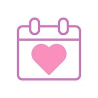 calendario amor icono duotono púrpura rosado estilo enamorado ilustración símbolo Perfecto. vector