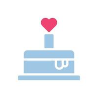 Cake love icon solid blue pink style valentine illustration symbol perfect. vector